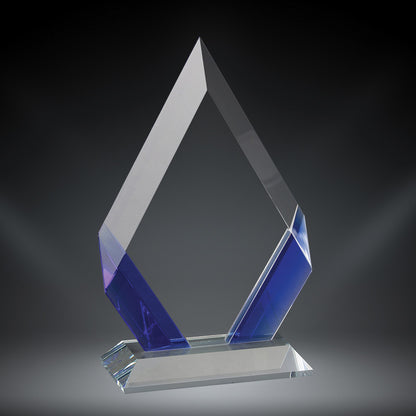 Cambridge Crystal Trophy | Black, Blue, Red Accent | Personalized Corporate Award | 7, 8 or 9 Inches Tall