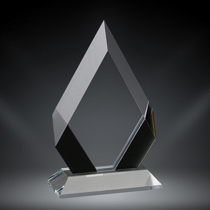 Cambridge Crystal Trophy | Black, Blue, Red Accent | Personalized Corporate Award | 7, 8 or 9 Inches Tall
