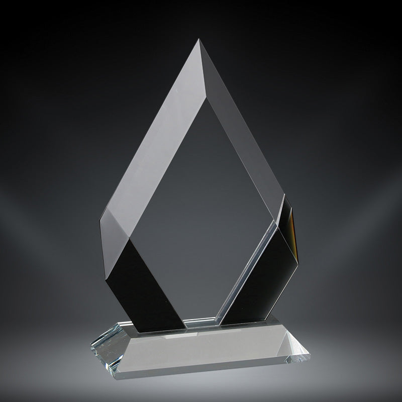 Cambridge Crystal Trophy | Black, Blue, Red Accent | Personalized Corporate Award | 7, 8 or 9 Inches Tall