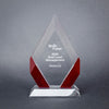 Cambridge Diamond Crystal Award - Black, Blue or Red Accent | Engraved Corporate Award - 7, 8 or 9 Inch Tall Decade Awards