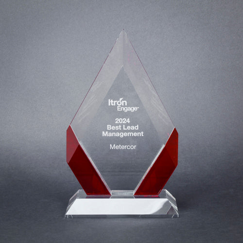 Cambridge Diamond Crystal Award - Black, Blue or Red Accent | Engraved Corporate Award - 7, 8 or 9 Inch Tall Decade Awards