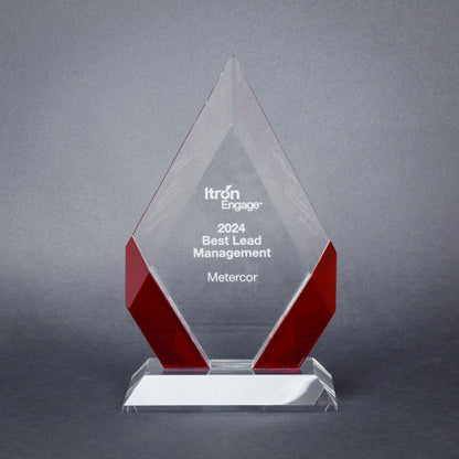 Cambridge Diamond Crystal Award - Black, Blue or Red Accent | Engraved Corporate Award - 7, 8 or 9 Inch Tall Decade Awards