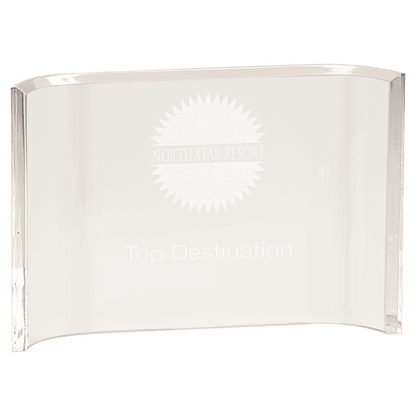 Crescent Acrylic Trophy | Personalized Corporate Award | 6, 7, 8 or 10 Inches Wide