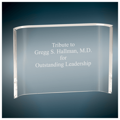 Crescent Acrylic Trophy | Personalized Corporate Award | 6, 7, 8 or 10 Inches Wide