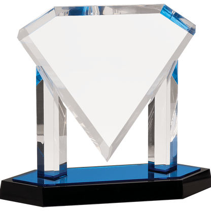 Floating Diamond Acrylic Award | Blue or Gold | Personalized Corporate Award | 3 sizes