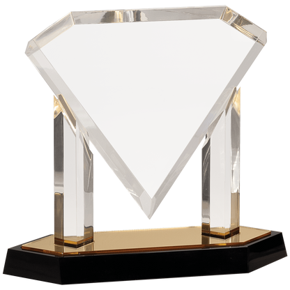 Floating Diamond Acrylic Award | Blue or Gold | Personalized Corporate Award | 3 sizes