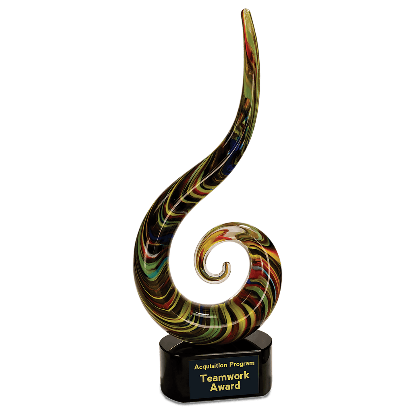 Color Swoop Art Glass Trophy | Personalized Corporate Award | 15.5 Inches Tall