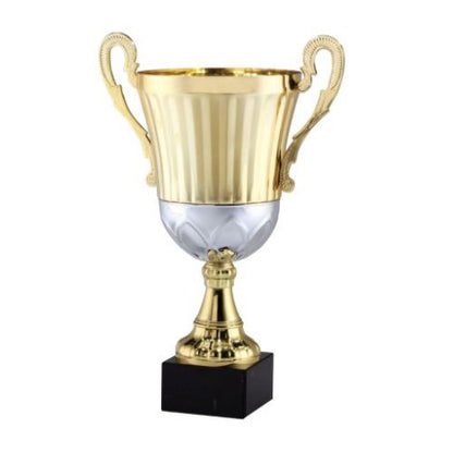 Cup Trophy  - Gold and Silver with Marble Base | Engraved Cup Award - 12.25 Inch Tall