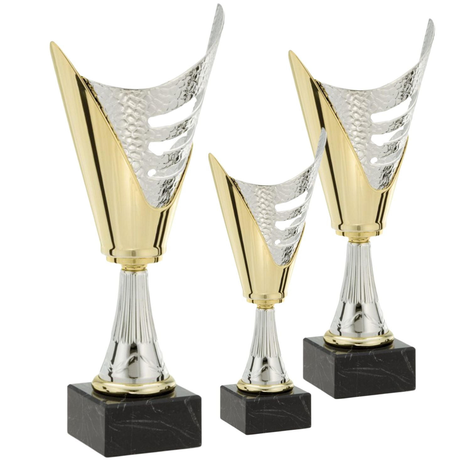 Gold and Silver Cup with Marble Base | Engraved Cup Award - 10.5, 13 or 15.5 Inch Tall - Decade Awards