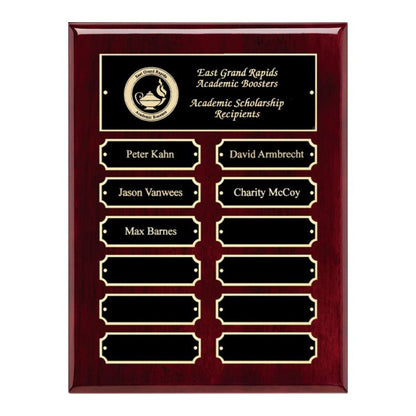 Perpetual Plaque - 9" x 12" | Rosewood Piano Finish Plaque with 12 plates