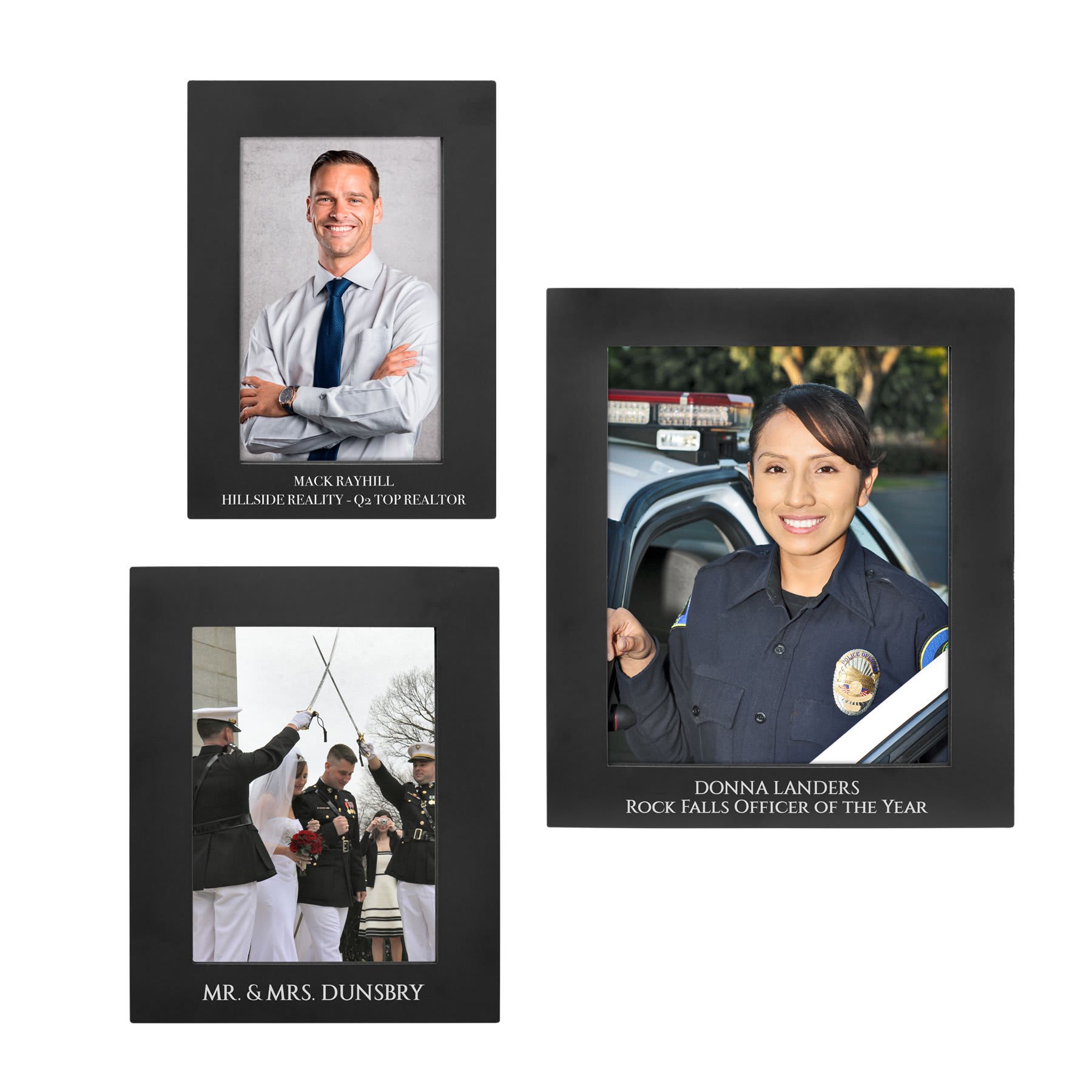 Black Aluminum Picture Frame | Engraved Picture Frame - 4x6, 5x7 or 8x10 Decade Awards