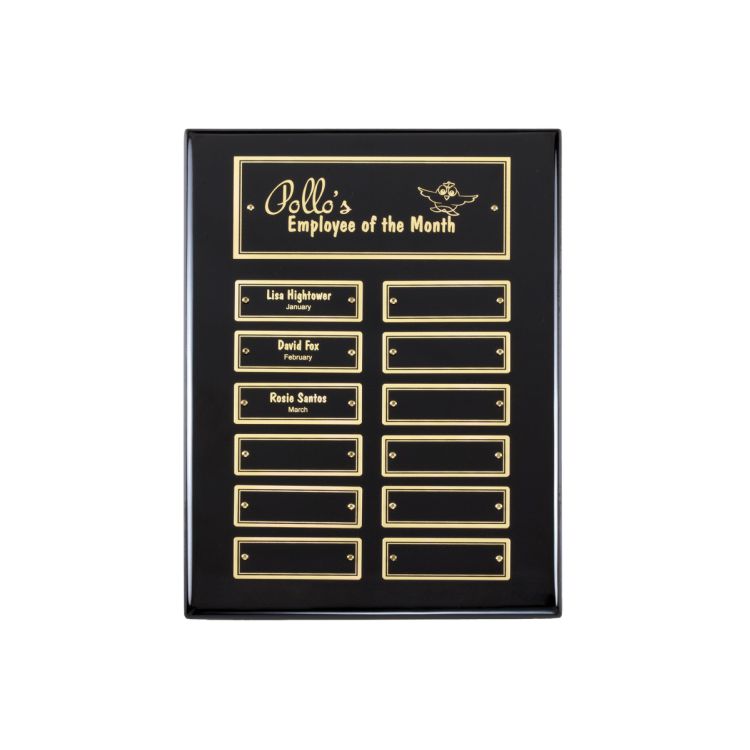 Perpetual Plaque | Ebony Piano-Finish Perpetual Plaque - 12 or 24 Plates Decade Awards