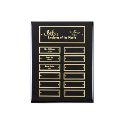 Perpetual Plaque | Ebony Piano-Finish Perpetual Plaque - 12 or 24 Plates Decade Awards