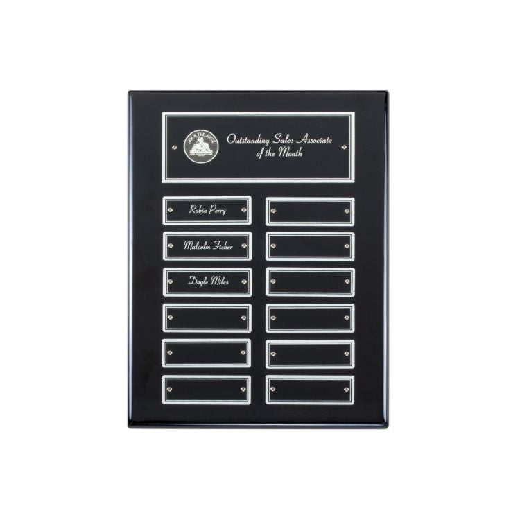 Perpetual Plaque | Ebony Piano-Finish Perpetual Plaque - 12 or 24 Plates Decade Awards