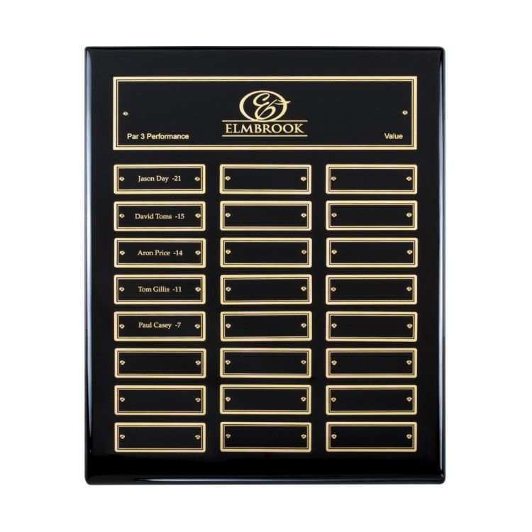 Perpetual Plaque | Ebony Piano-Finish Perpetual Plaque - 12 or 24 Plates Decade Awards