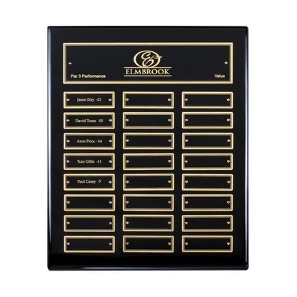Perpetual Plaque | Ebony Piano-Finish Perpetual Plaque - 12 or 24 Plates Decade Awards