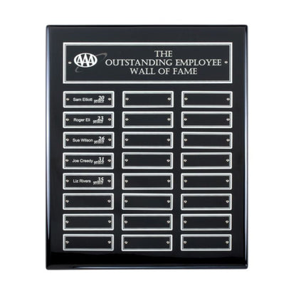 Perpetual Plaque | Ebony Piano-Finish Perpetual Plaque - 12 or 24 Plates Decade Awards