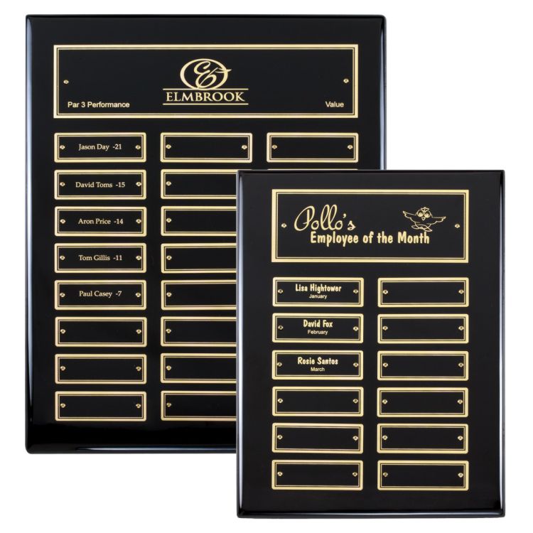 Perpetual Plaque | Ebony Piano-Finish Perpetual Plaque - 12 or 24 Plates Decade Awards