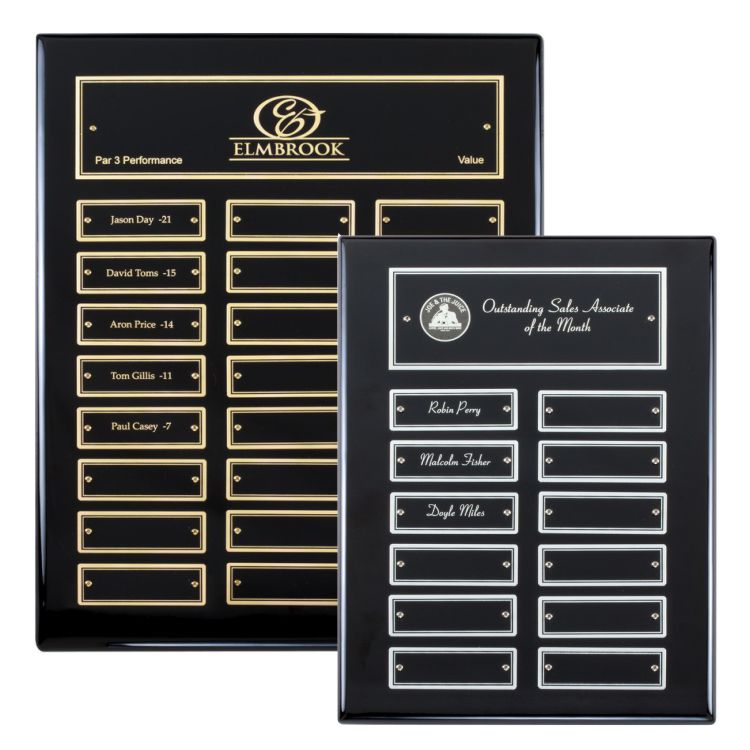 Perpetual Plaque | Ebony Piano-Finish Perpetual Plaque - 12 or 24 Plates Decade Awards