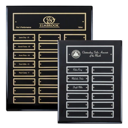 Perpetual Plaque | Ebony Piano-Finish Perpetual Plaque - 12 or 24 Plates Decade Awards