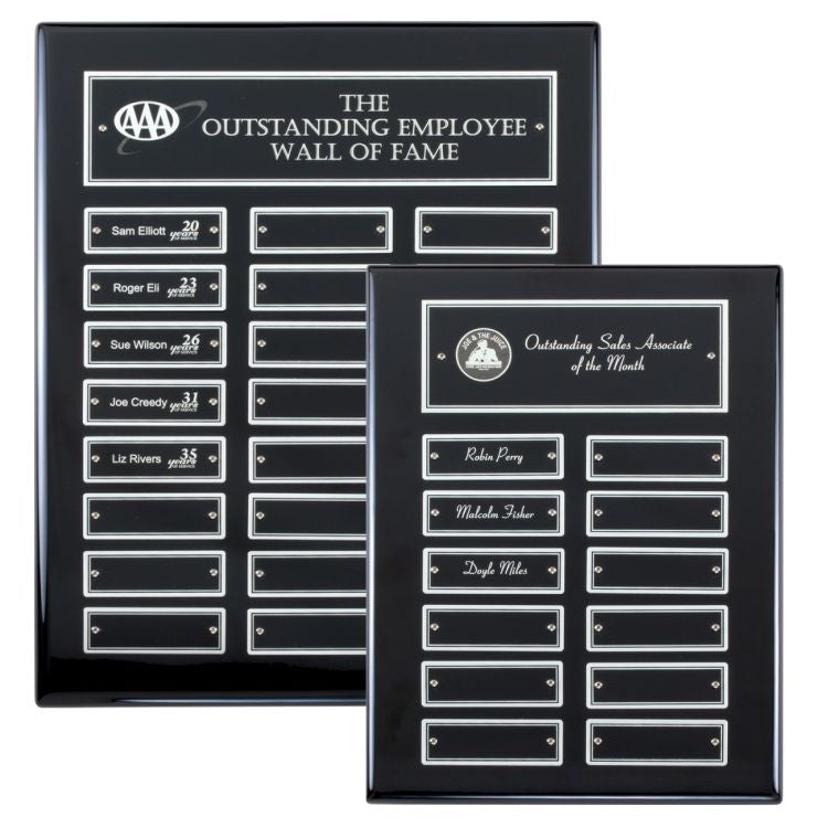 Perpetual Plaque | Ebony Piano-Finish Perpetual Plaque - 12 or 24 Plates Decade Awards