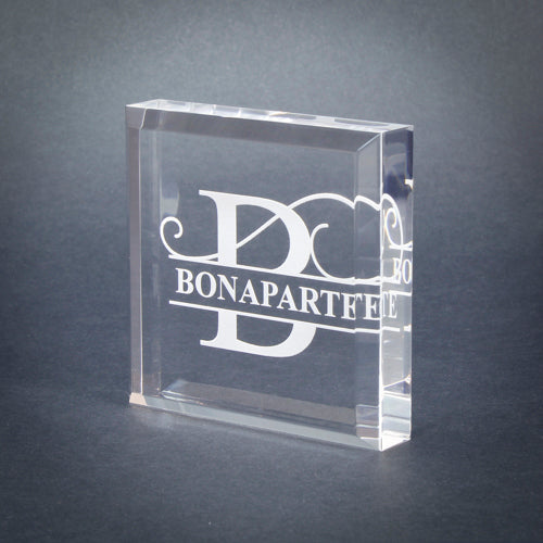 Paperweight, Monogrammed Acrylic Square | Engraved Paperweight with Beveled Edges - 3 x 3 Inch Decade Awards
