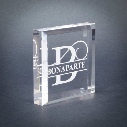 Paperweight, Monogrammed Acrylic Square | Engraved Paperweight with Beveled Edges - 3 x 3 Inch Decade Awards