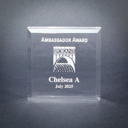 Paperweight, Acrylic Square | Engraved Paperweight with Beveled Edges - 3 x 3 Inch Decade Awards
