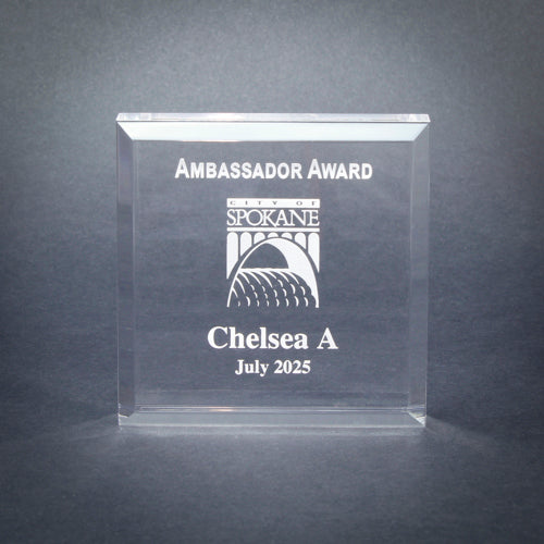 Paperweight, Acrylic Square | Engraved Paperweight with Beveled Edges - 3 x 3 Inch Decade Awards