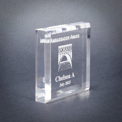 Paperweight, Acrylic Square | Engraved Paperweight with Beveled Edges - 3 x 3 Inch Decade Awards