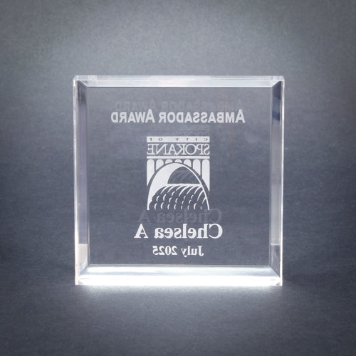 Paperweight, Acrylic Square | Engraved Paperweight with Beveled Edges - 3 x 3 Inch Decade Awards