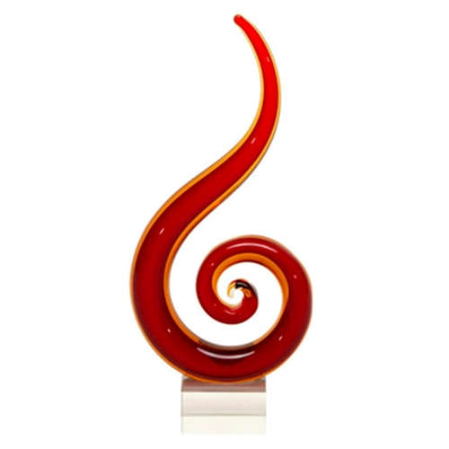 Art Glass - Red Swirl Trophy | Engraved Red Fire Sculpted Glass Award - 11, 13 or 15 Inch Tall Decade Awards