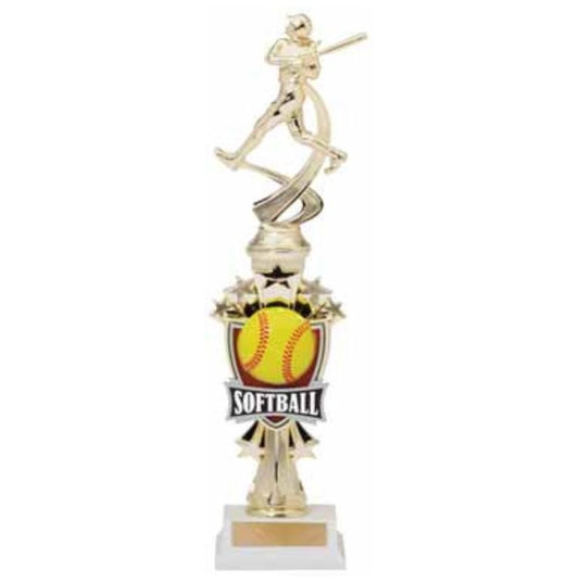 Softball Sport Motion All Star Column Trophy - 14 Inch Tall Decade Awards