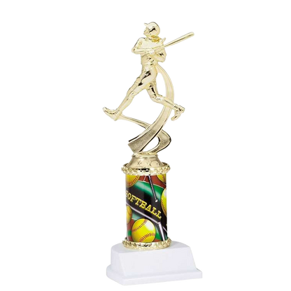 Softball Trophy | Sport Motion Column | Personalized Softball Award | 10 Inches Tall