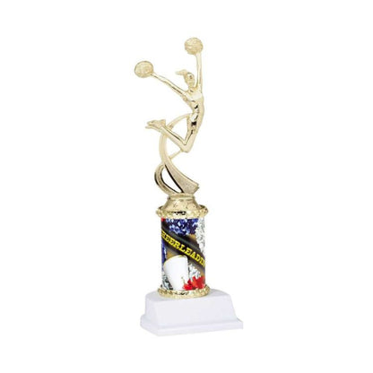 Cheerleader Column Trophy - 10" Tall | Engraved Spirit Award