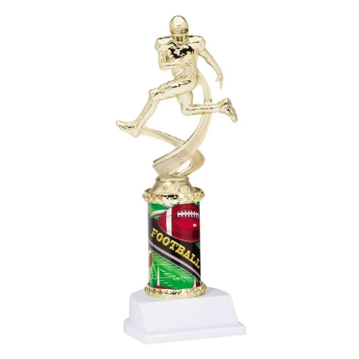 Football Sport Motion Figure w/ Sports Column Trophy | Engraved Football Motion Award - 10 Inch Tall Decade Awards