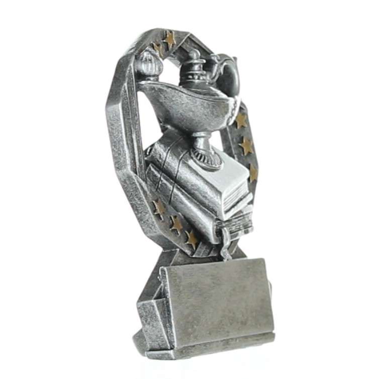 Academic Hexa Star Trophy | Engraved Silver and Gold Lamp of Knowledge Award - 4.75 Inch Tall Decade Awards
