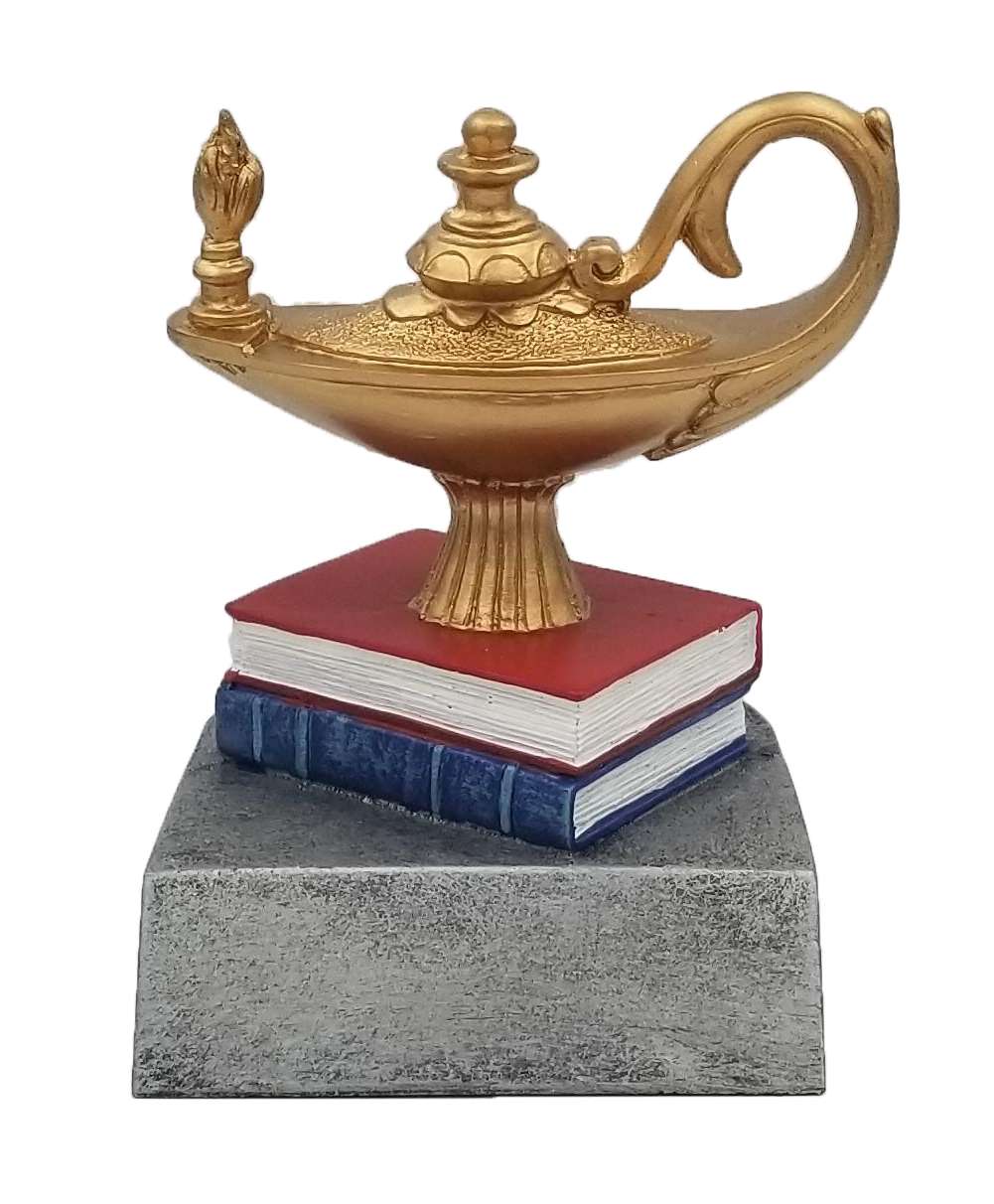 Academic Scholar Color Tek Trophy | Engraved Lamp of Knowledge Award - 4 Inch Tall Decade Awards