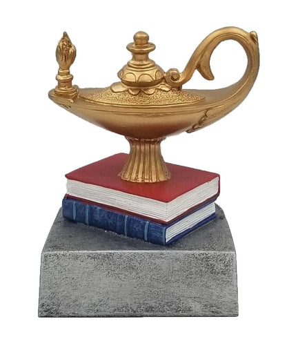 Academic Scholar Color Tek Trophy | Engraved Lamp of Knowledge Award - 4 Inch Tall Decade Awards