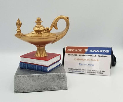 Academic Scholar Color Tek Trophy | Engraved Lamp of Knowledge Award - 4 Inch Tall Decade Awards