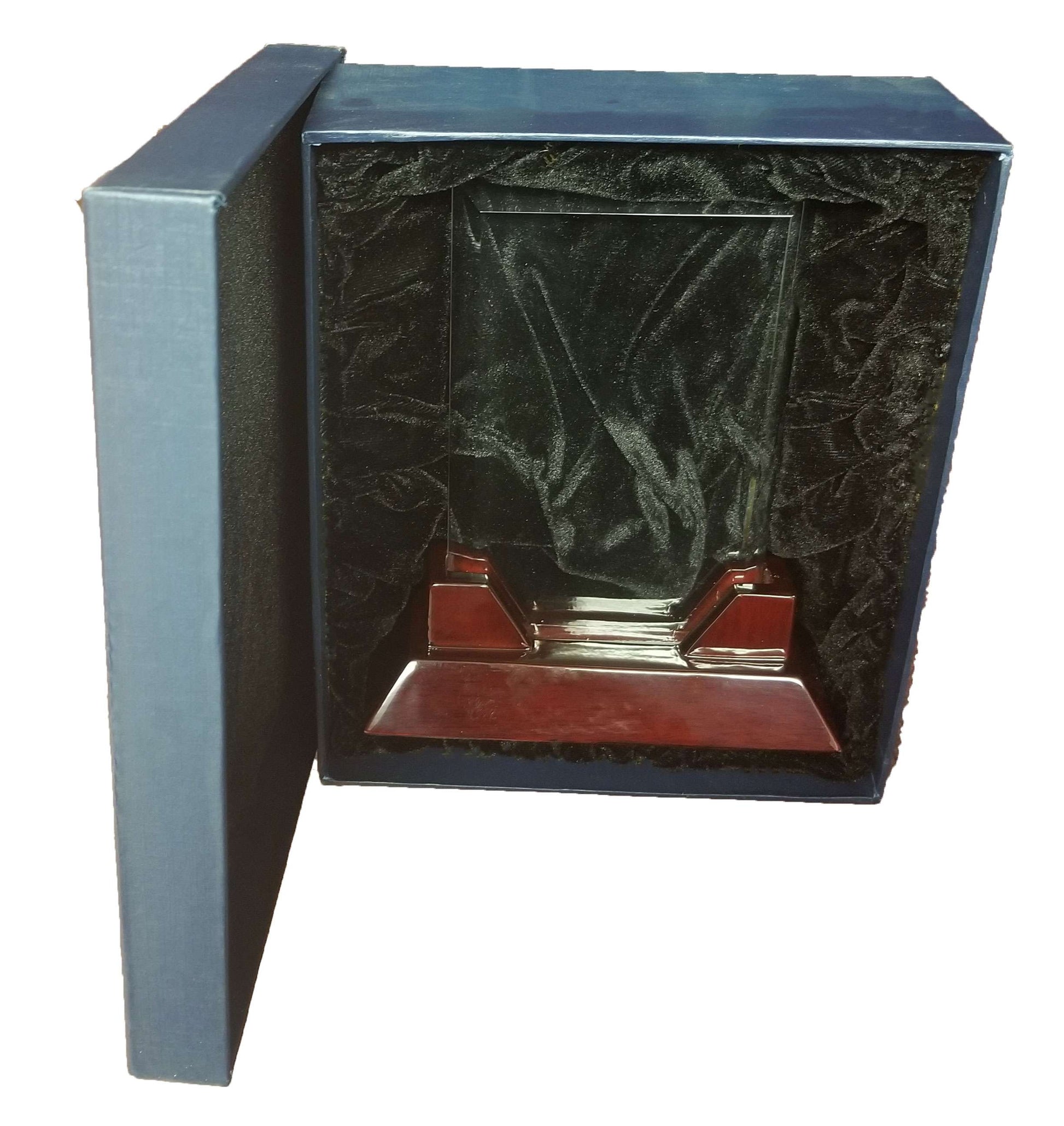 Acrylic Plaque Prestige Award | Engraved Corporate Award with Rosewood Base - 7.75", 8.75" or 9.75" Tall Decade Awards