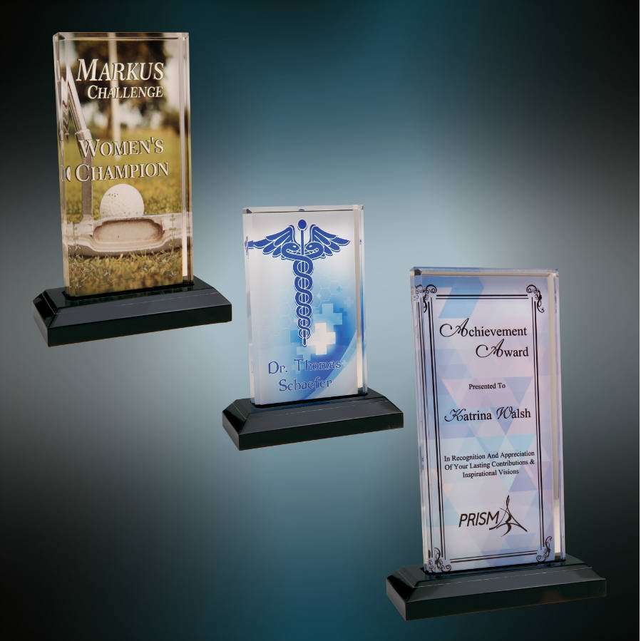 Acrylic Plaque with Beveled Edge Award | Sublimatable Corporate Award - 6", 7" or 8" Tall Decade Awards