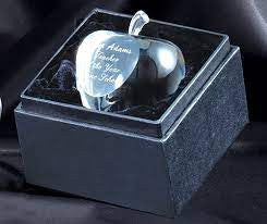 Apple Crystal Trophy | Engraved Clear Apple Award - 3.25" X 2.25" Decade Awards