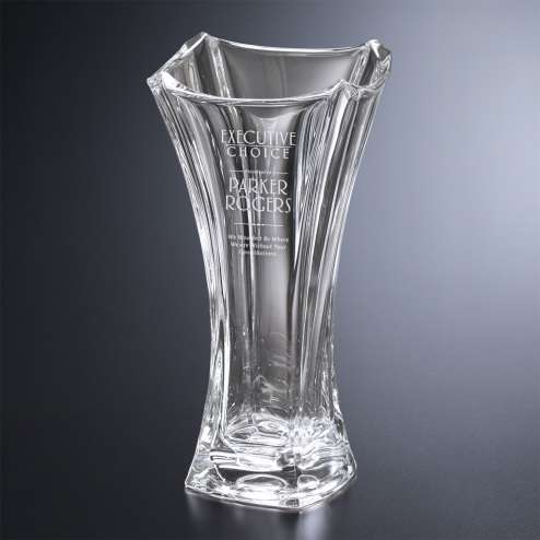 Aquata Crystal Vase Corporate Award | Engraved Crystal Vase - 13.75 Inch Tall Decade Awards