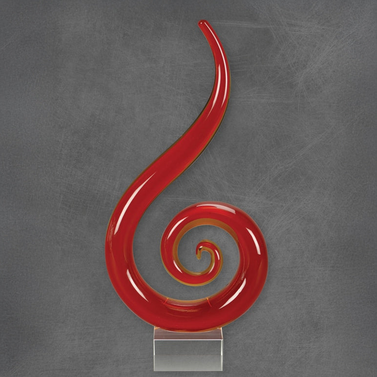 Art Glass - Red Swirl Trophy | Engraved Red Fire Sculpted Glass Award - 11, 13 or 15 Inch Tall Decade Awards