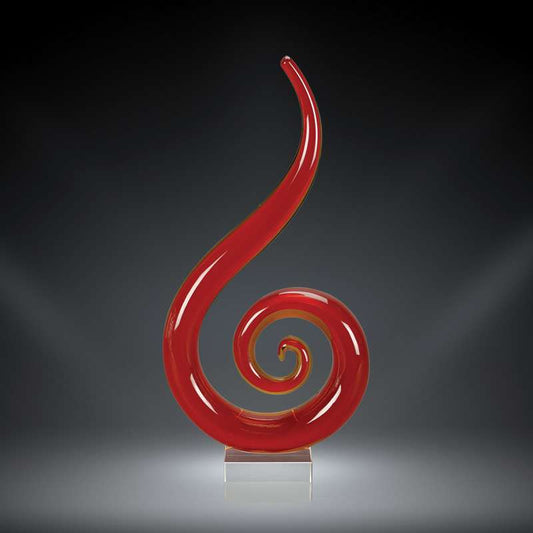 Art Glass - Red Swirl Trophy | Engraved Red Fire Sculpted Glass Award - 11, 13 or 15 Inch Tall Decade Awards