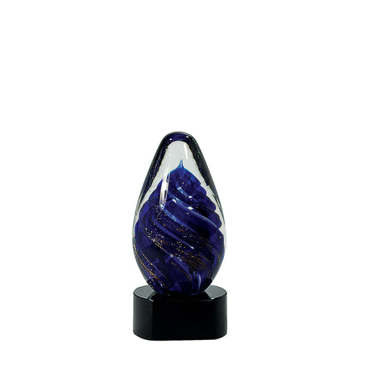 Art Glass Trophy - Blue Tear Drop | Engraved Artistic Corporate Award - 6.5" Decade Awards