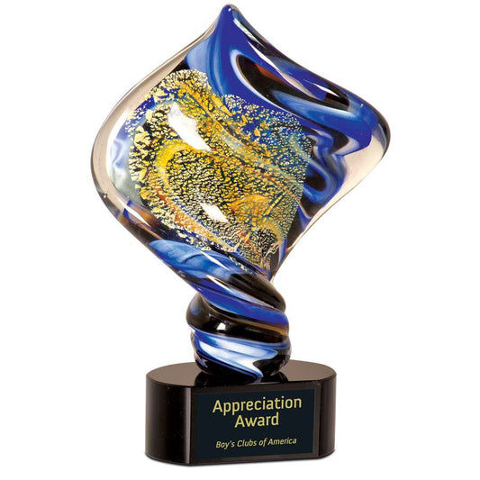 Art Glass Trophy - Diamond Twist | Engraved Artistic Corporate Award - 11.5" Decade Awards