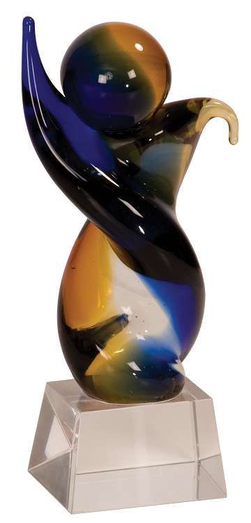 Art Glass Trophy - Twisted Body | Engraved Artistic Corporate Award - 7.75" & 9" Decade Awards