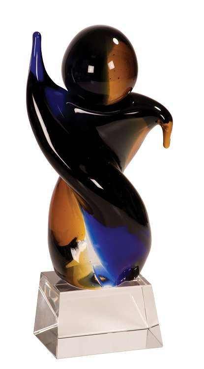 Art Glass Trophy - Twisted Body | Engraved Artistic Corporate Award - 7.75" & 9" Decade Awards